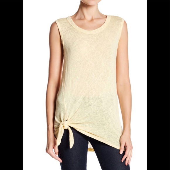 bobeau Tops - Bobeau Tie Front Muscle Tank Yellow Large NWT NEW